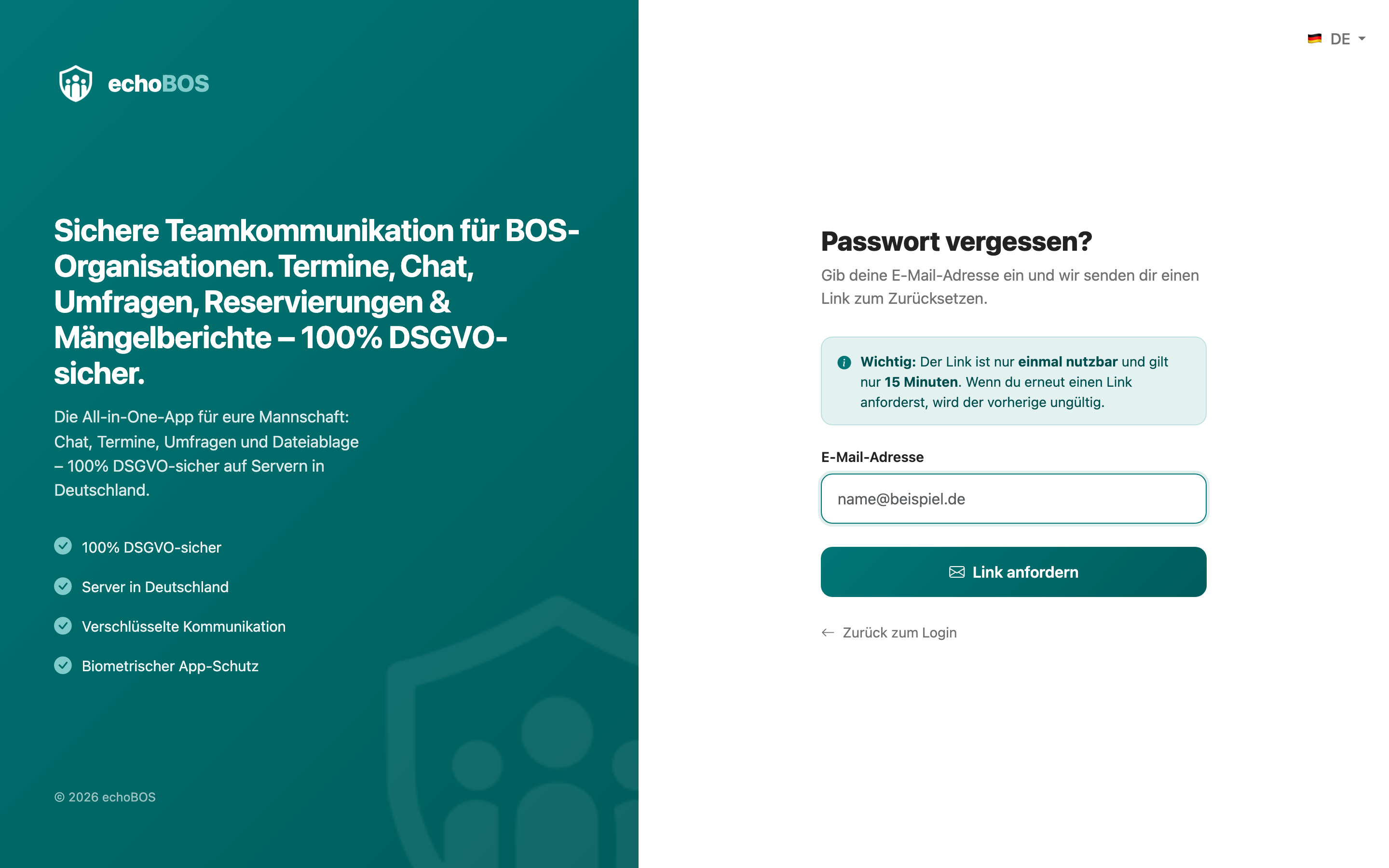 Dialog „Passwort vergessen