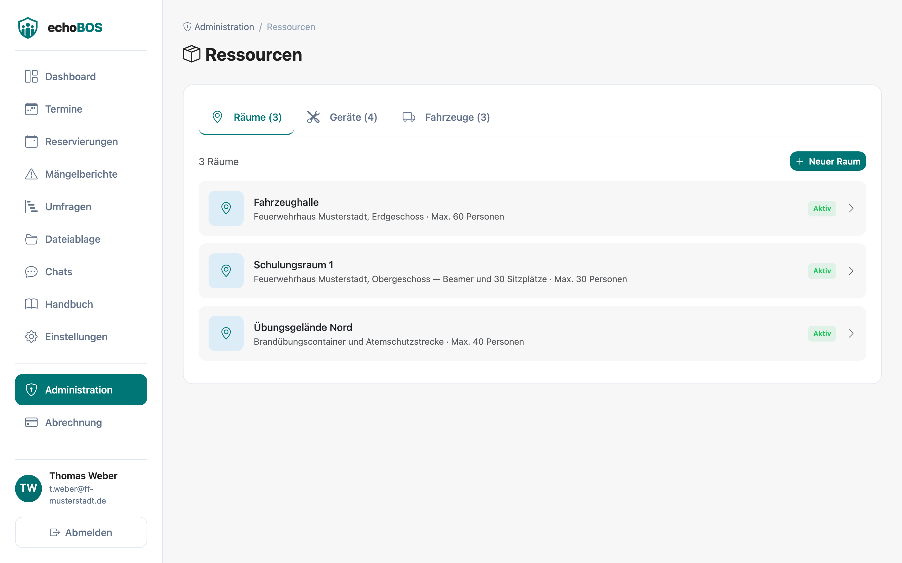 Ressourcenverwaltung — Übersicht nach Kategorien