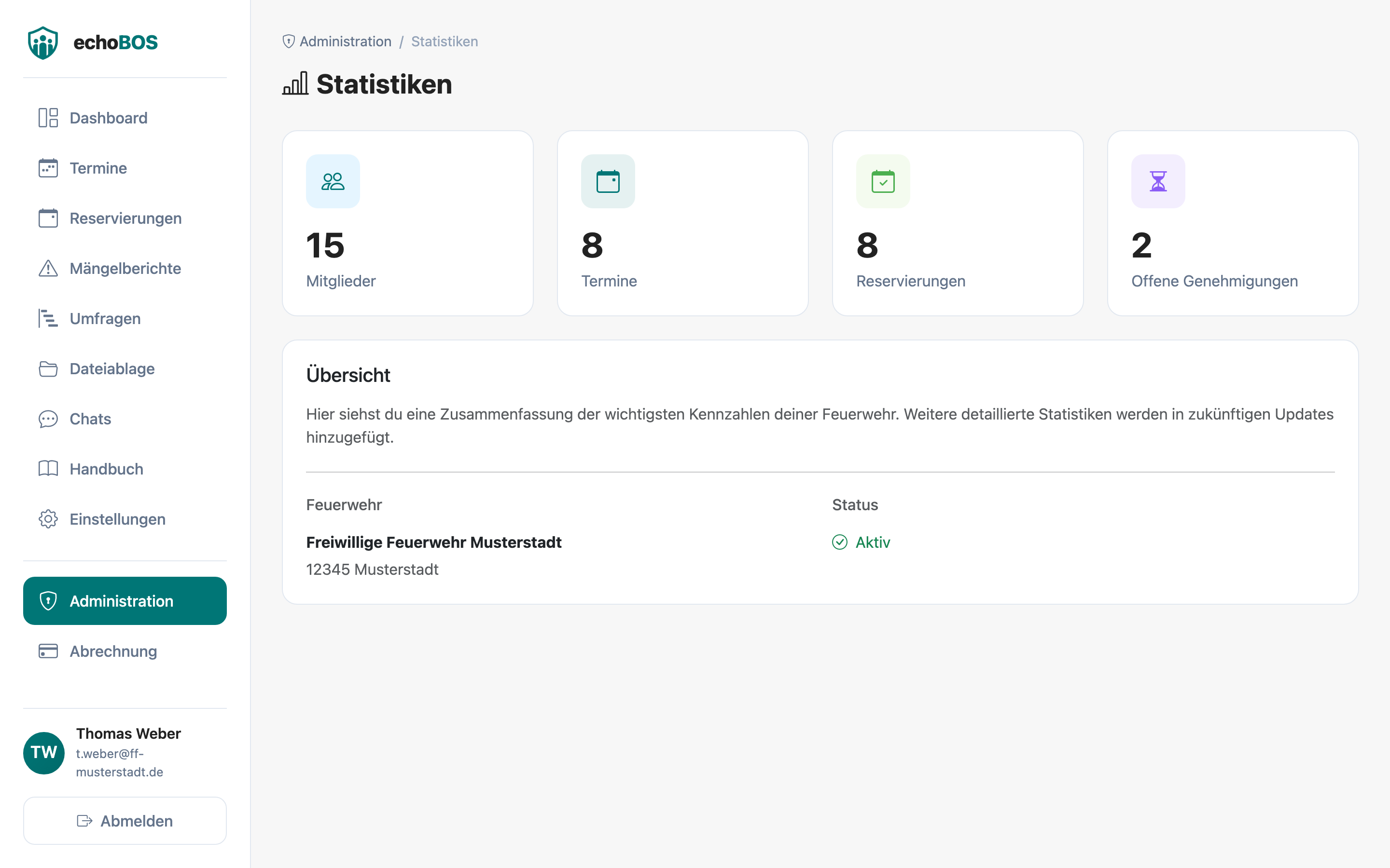 Statistiken mit Kennzahlen der Organisation