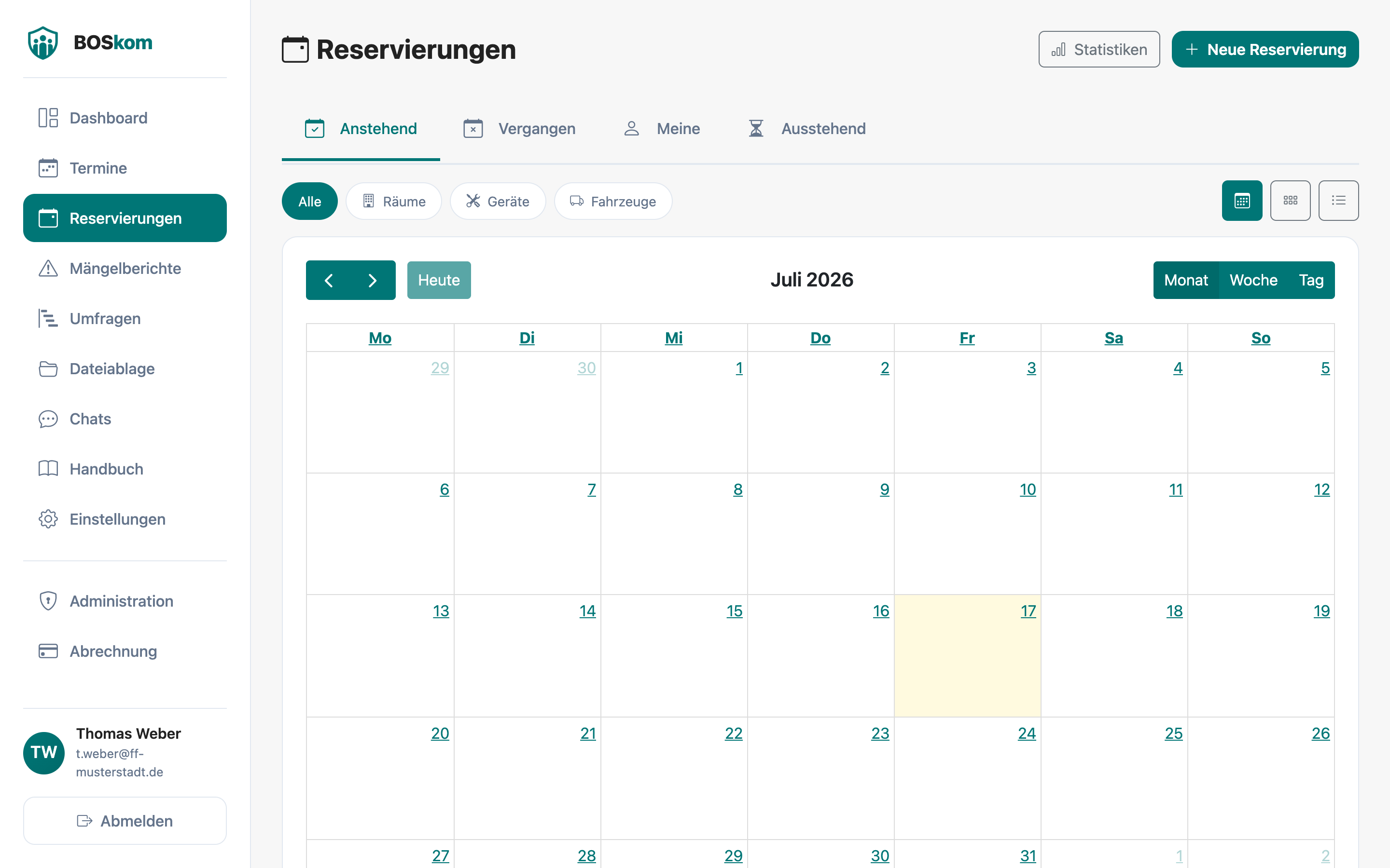 echoBOS Web-App – Reservierungen