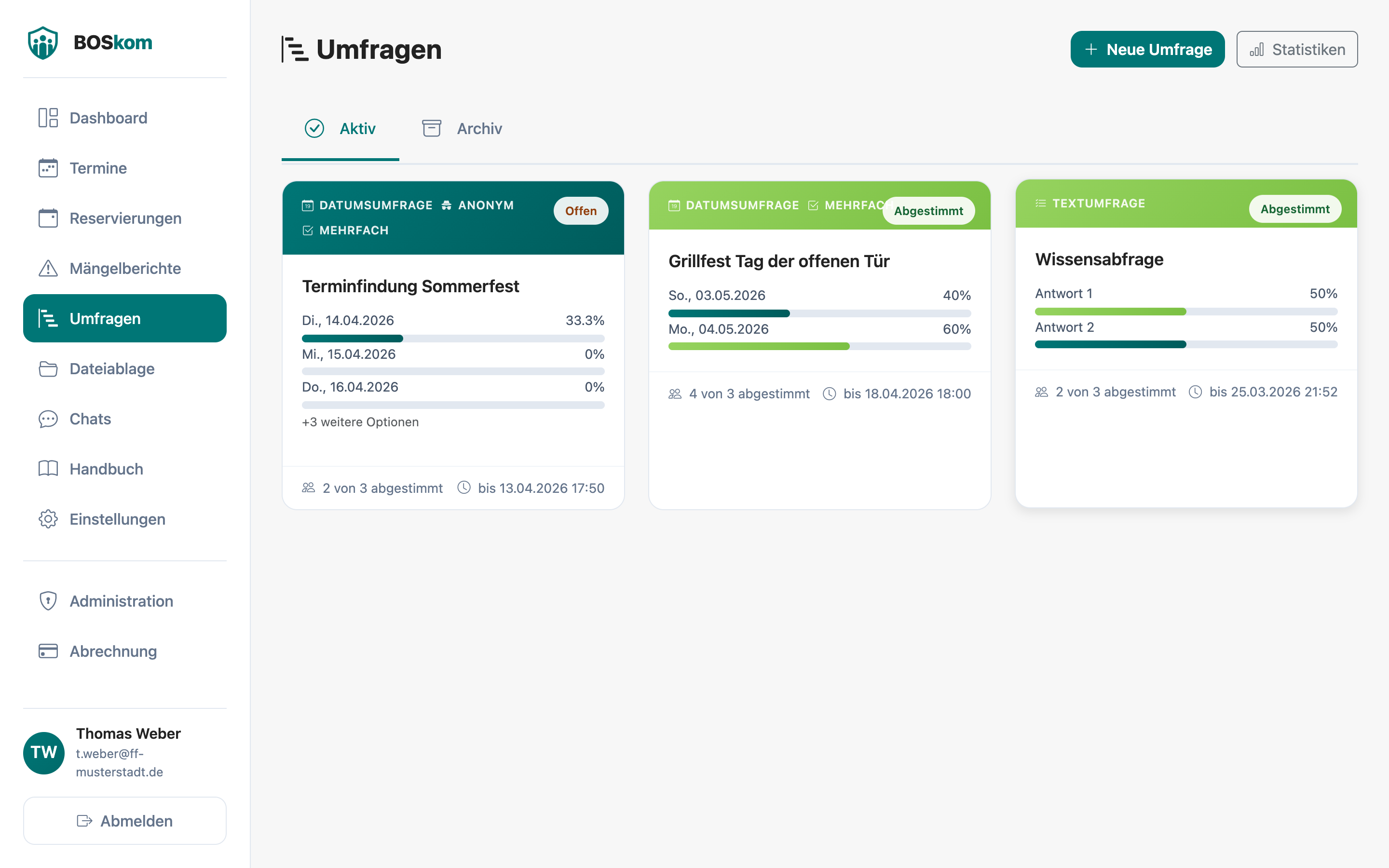 echoBOS Web-App – Umfragen