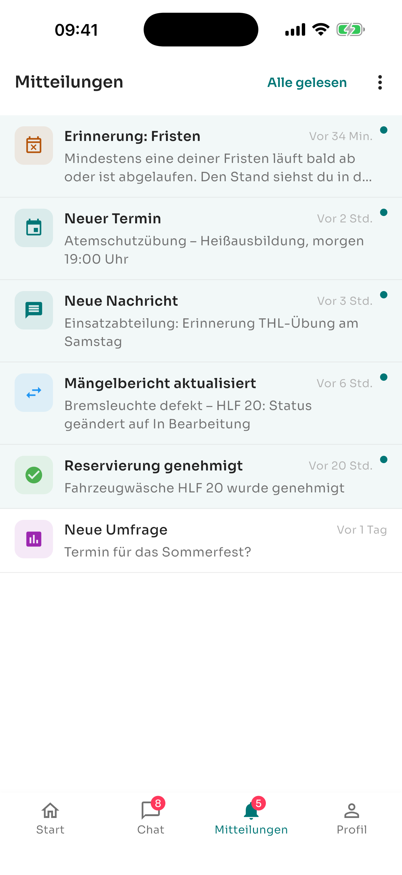 echoBOS App – Mitteilungen mit einer Fristen-Erinnerung