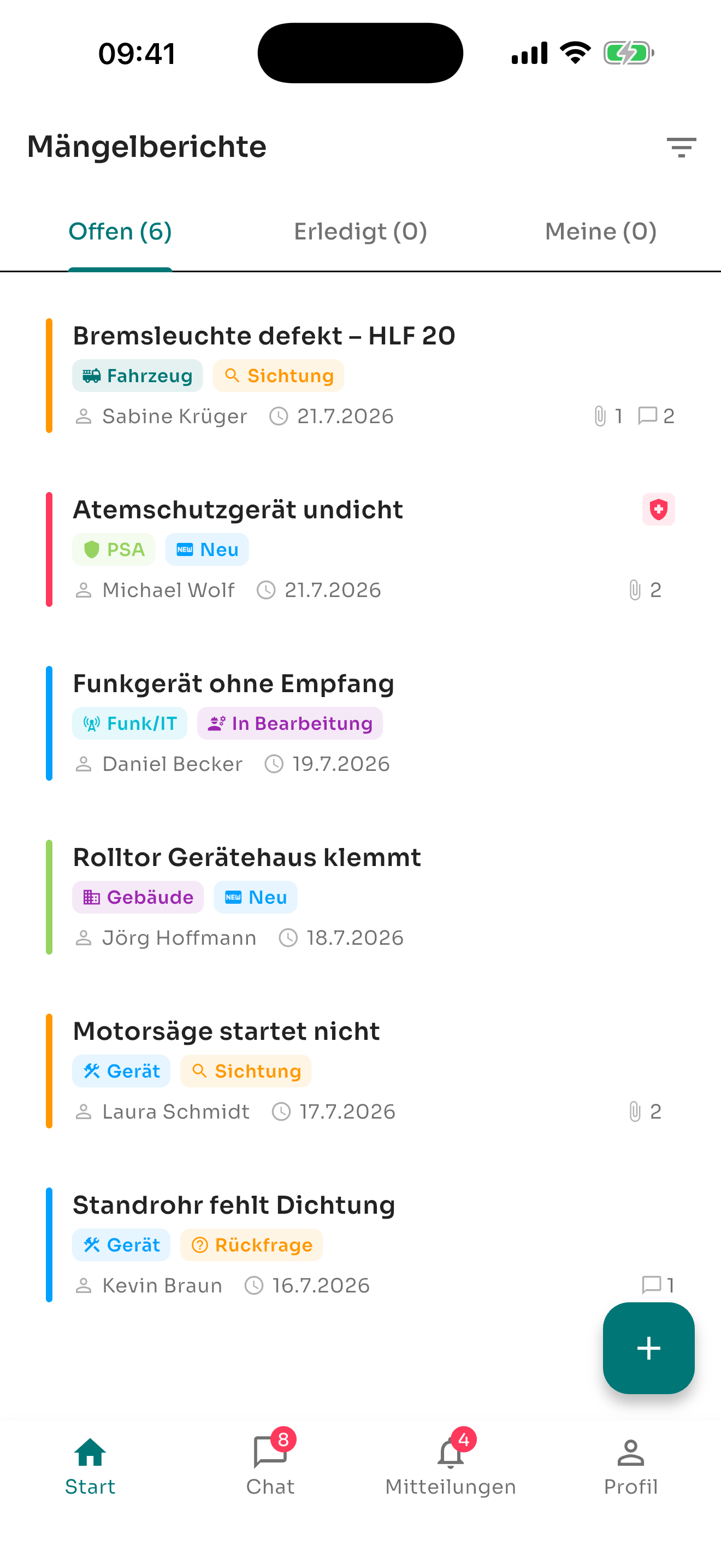 echoBOS App – Mängelberichte