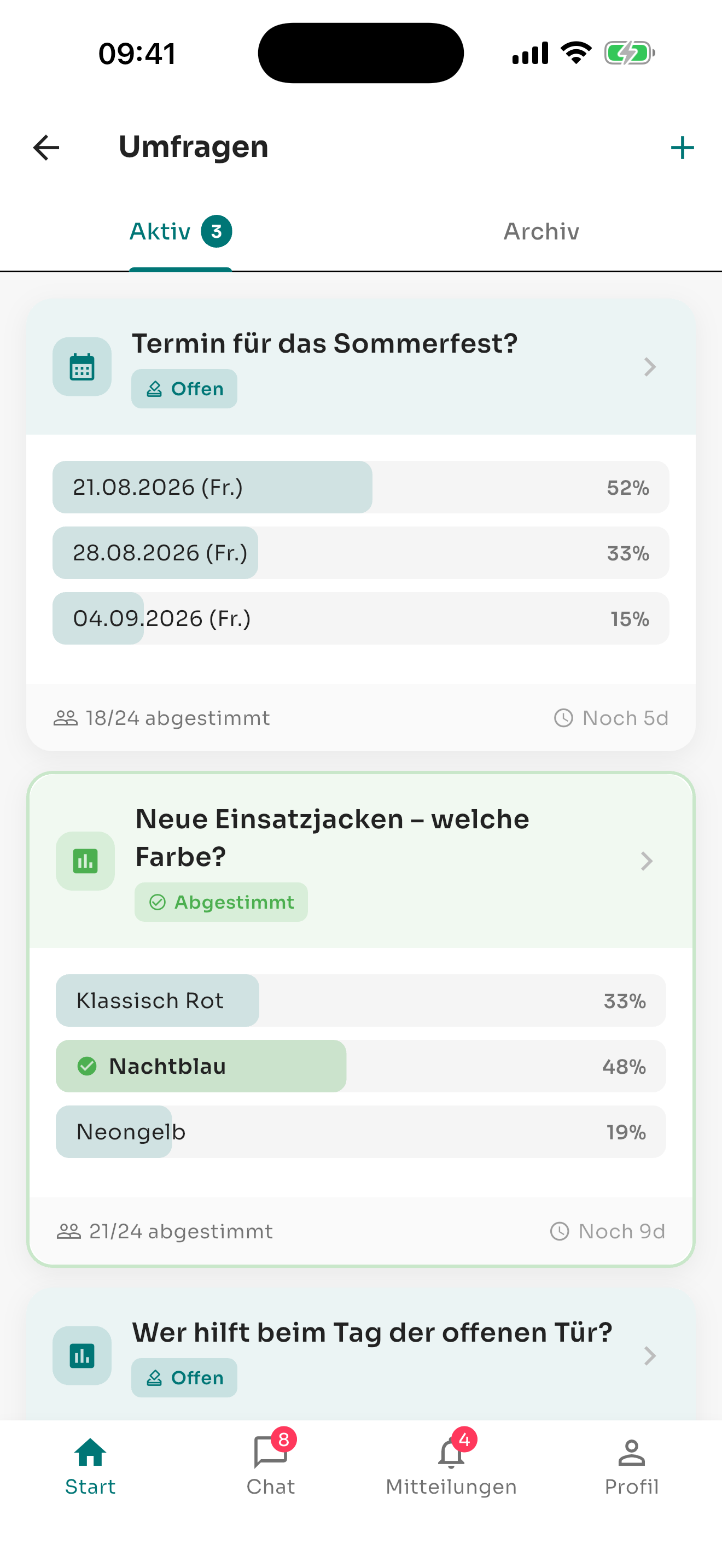 echoBOS App – Umfragen & Abstimmungen